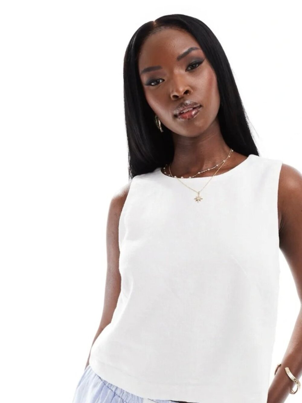 Abercrombie & Fitch White Sleeveless Tank Top